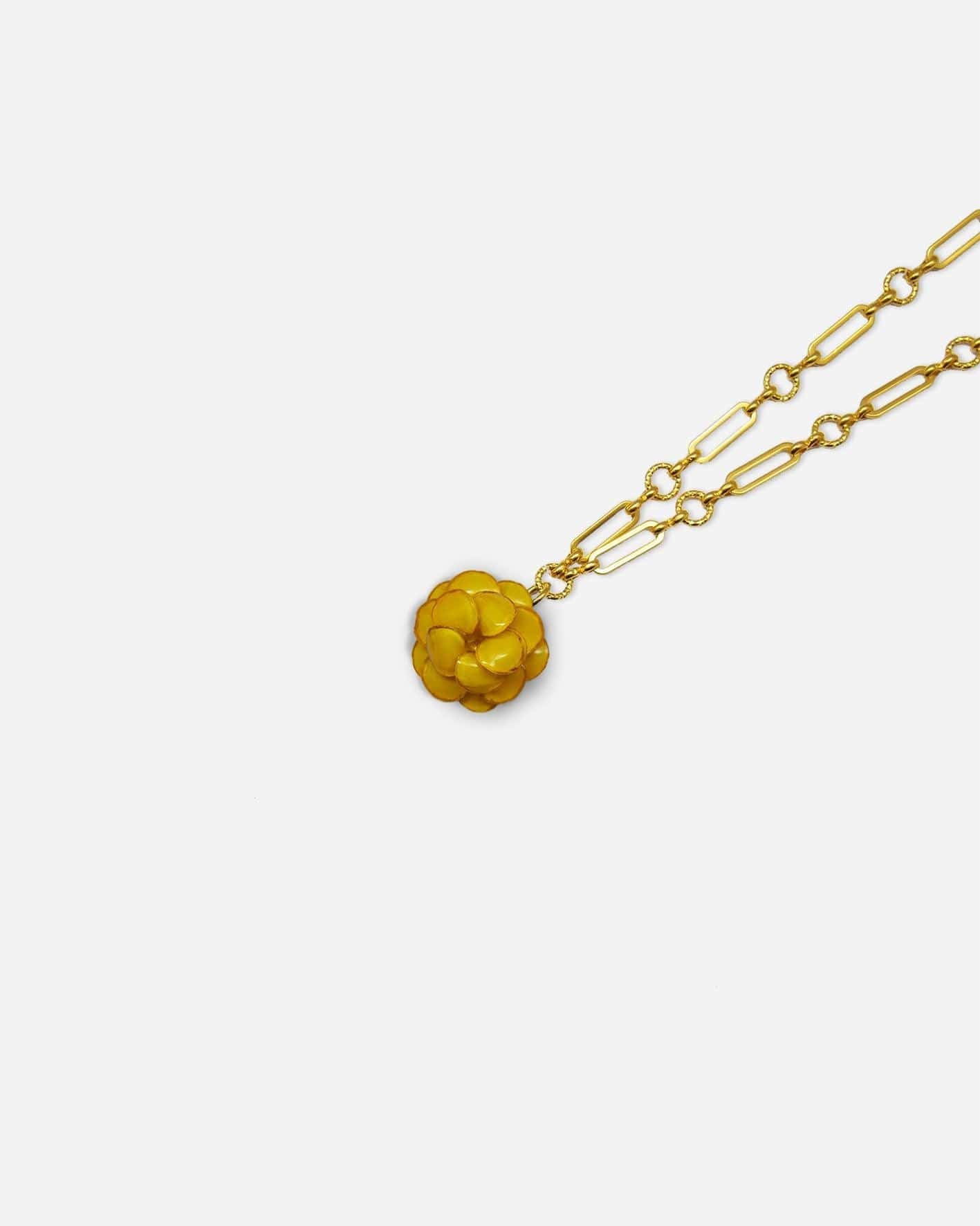 Mini sautoir femme fantaisie jaune avec chaine