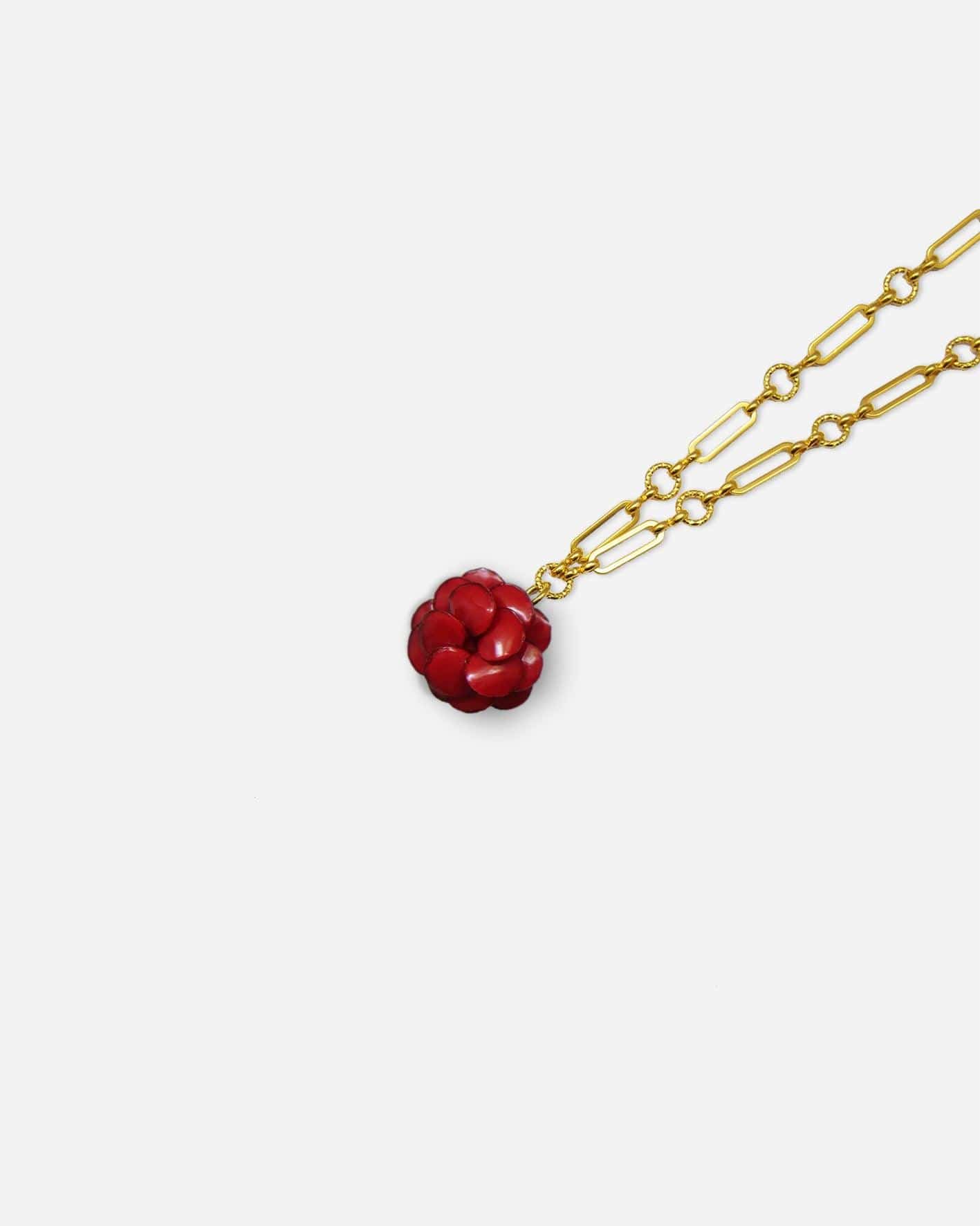 Mini sautoir femme fantaisie rouge avec chaine