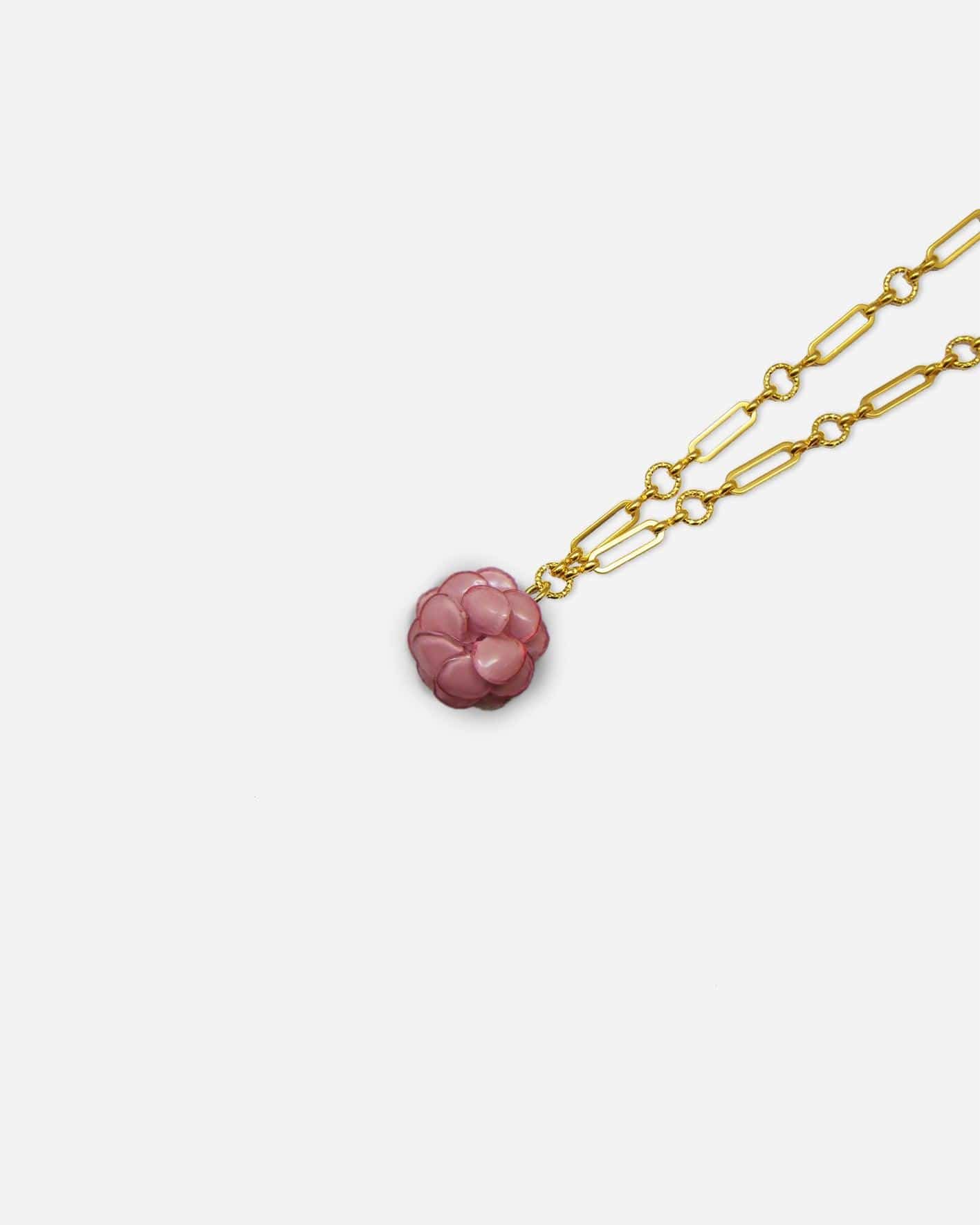 Mini sautoir femme fantaisie rose avec chaine