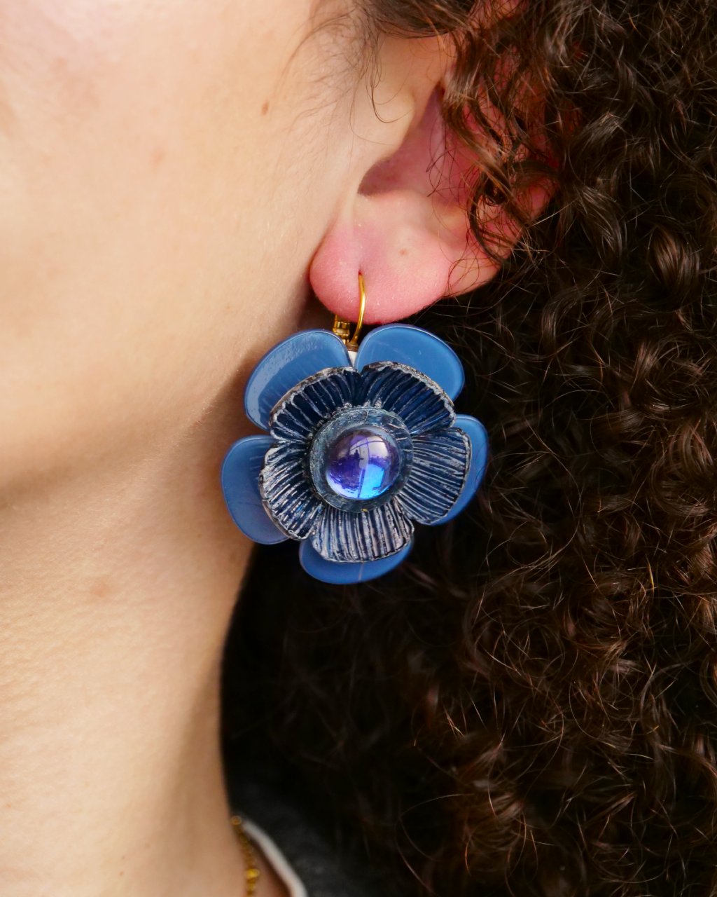 all-groups bijoux pour mariage france, boucles d'oreilles femme bleu marine