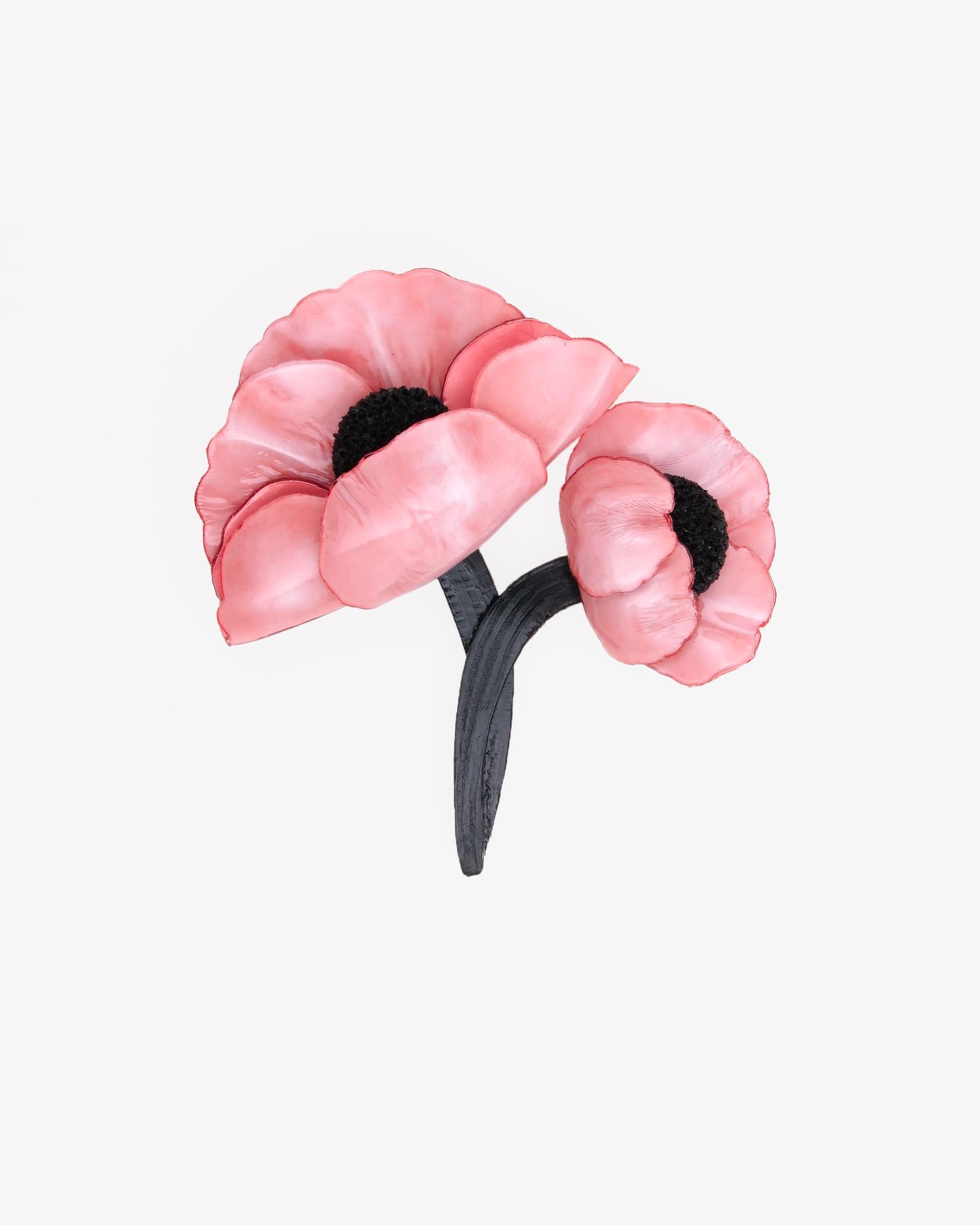 Broche bijou fleurie de couleur rose