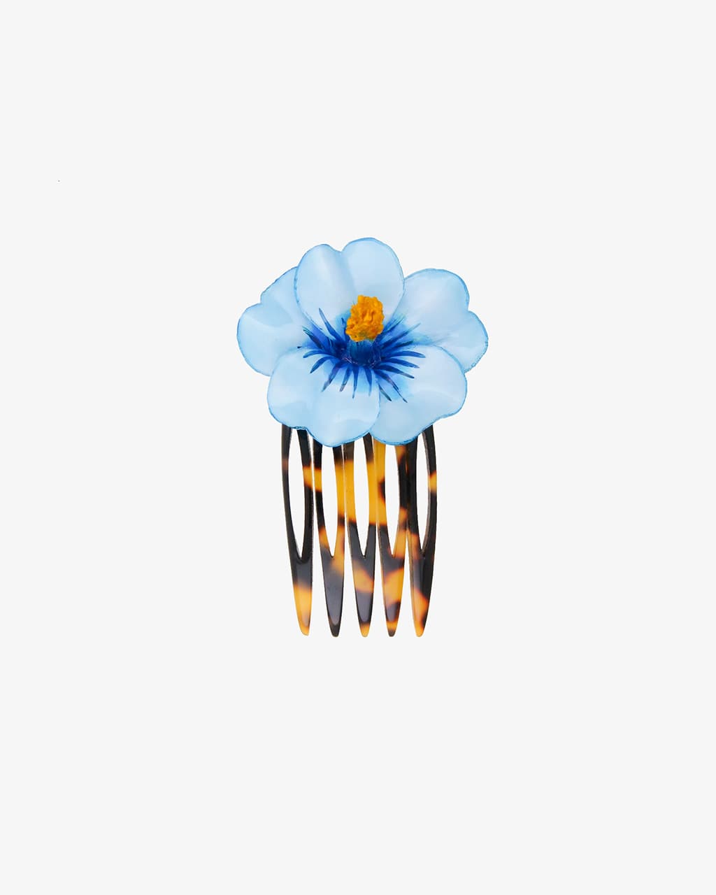peigne fleur femme original Alani bleu pâle coloré à partir de nuances uniques fabriquées en France