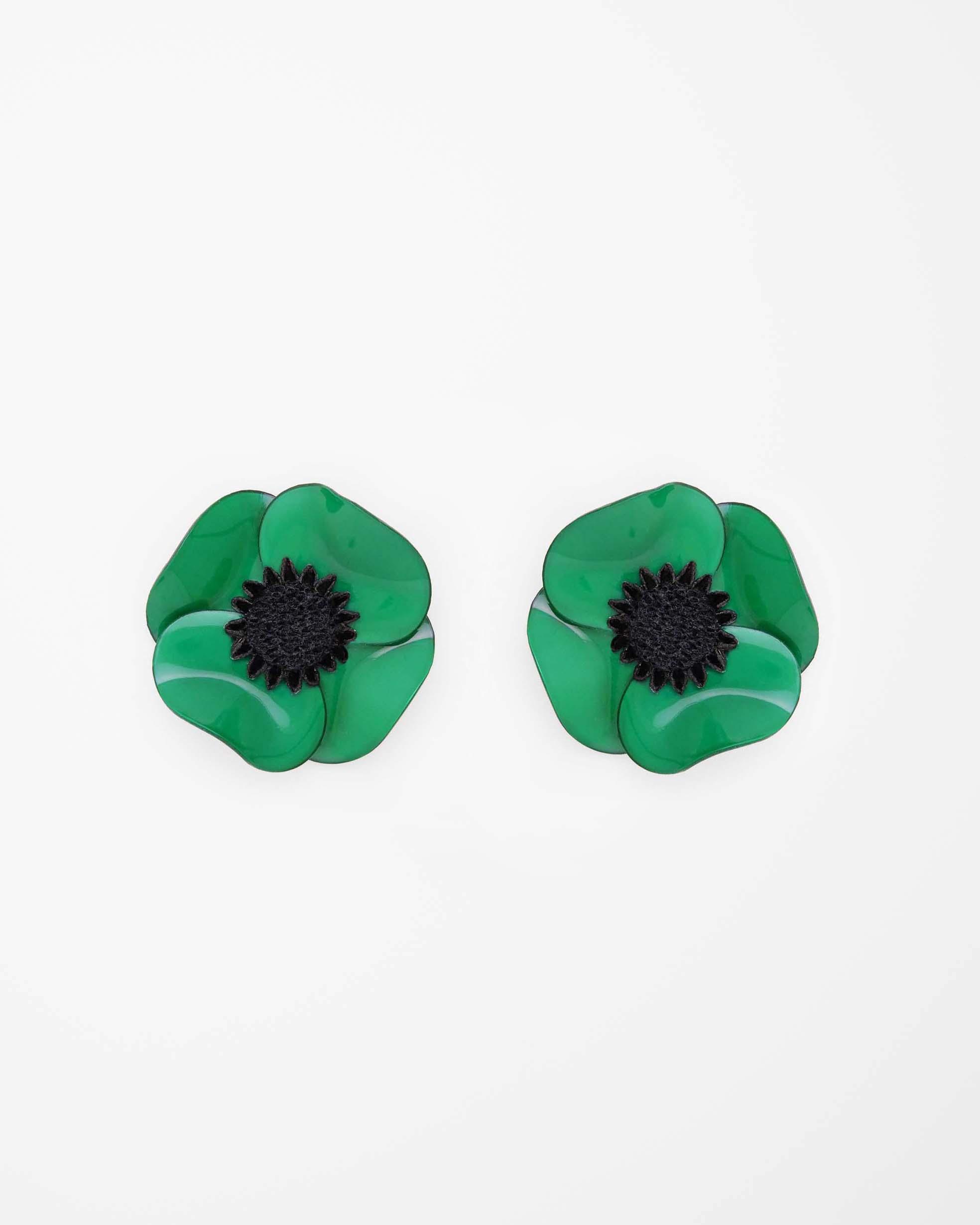 Grandes boucles d'oreilles fleur vert