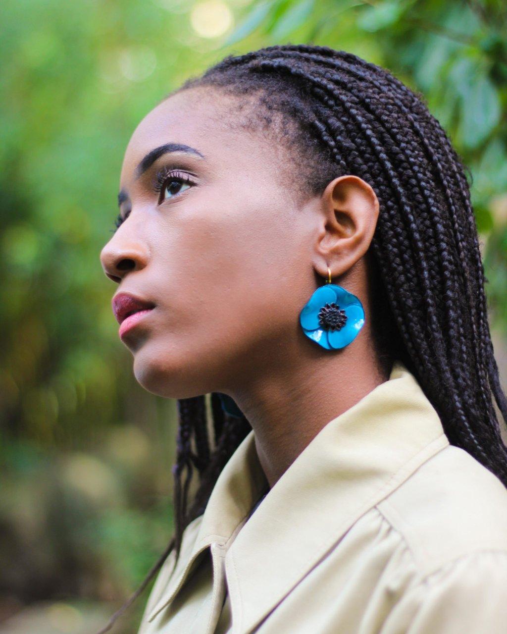 all-groups Boucles d’oreilles pour oreilles non percées ou percées bleues