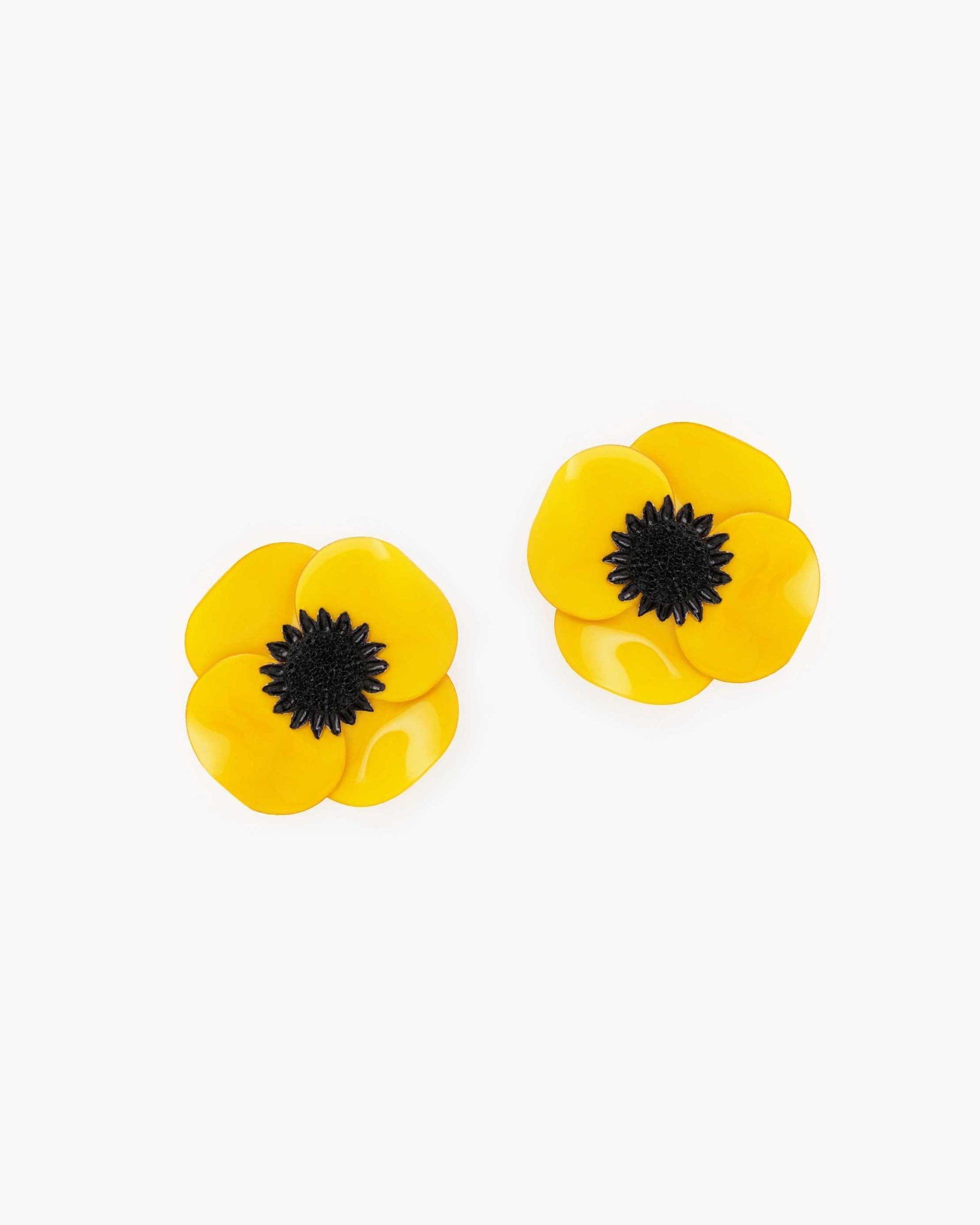 Grandes boucles d'oreilles fleur jaune