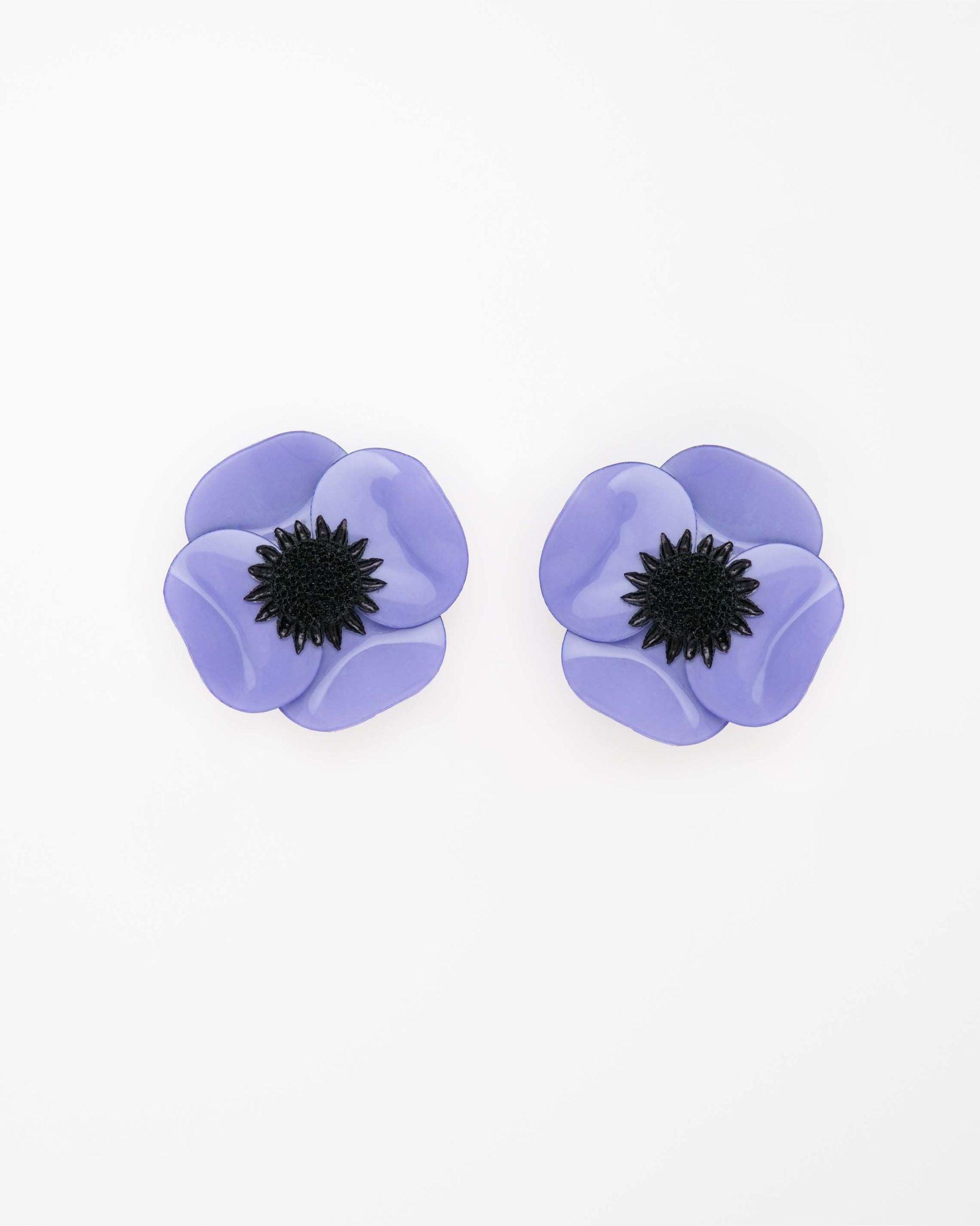Grandes boucles d'oreilles fleurs couleur bleuet