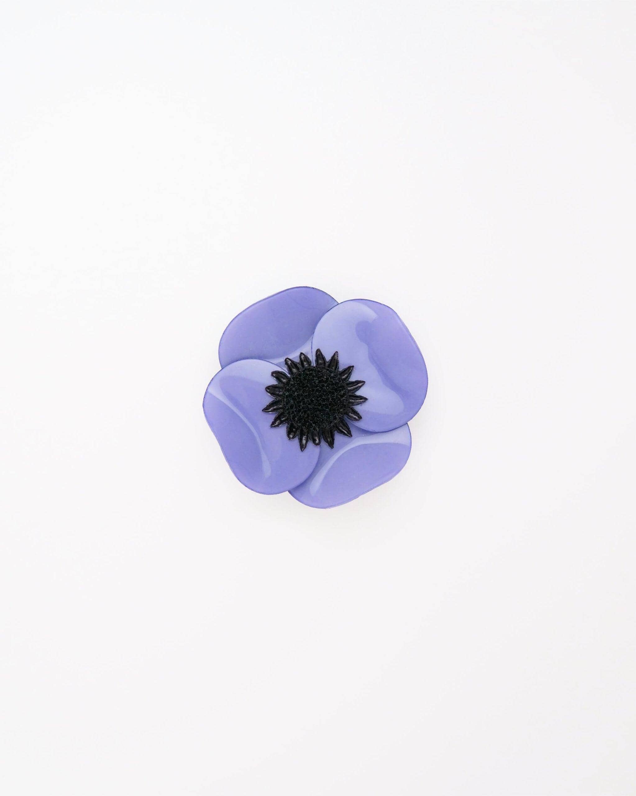 petite broche fantaisie moderne Anémone couleur bleuet