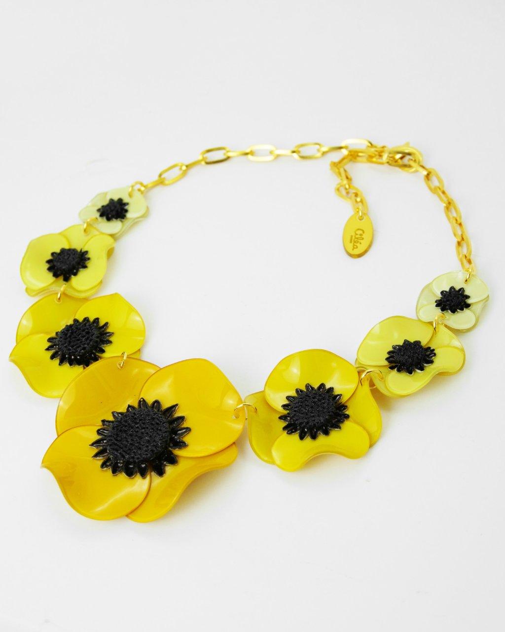 all-groups Collier coloré femme jaune avec 7 fleurs