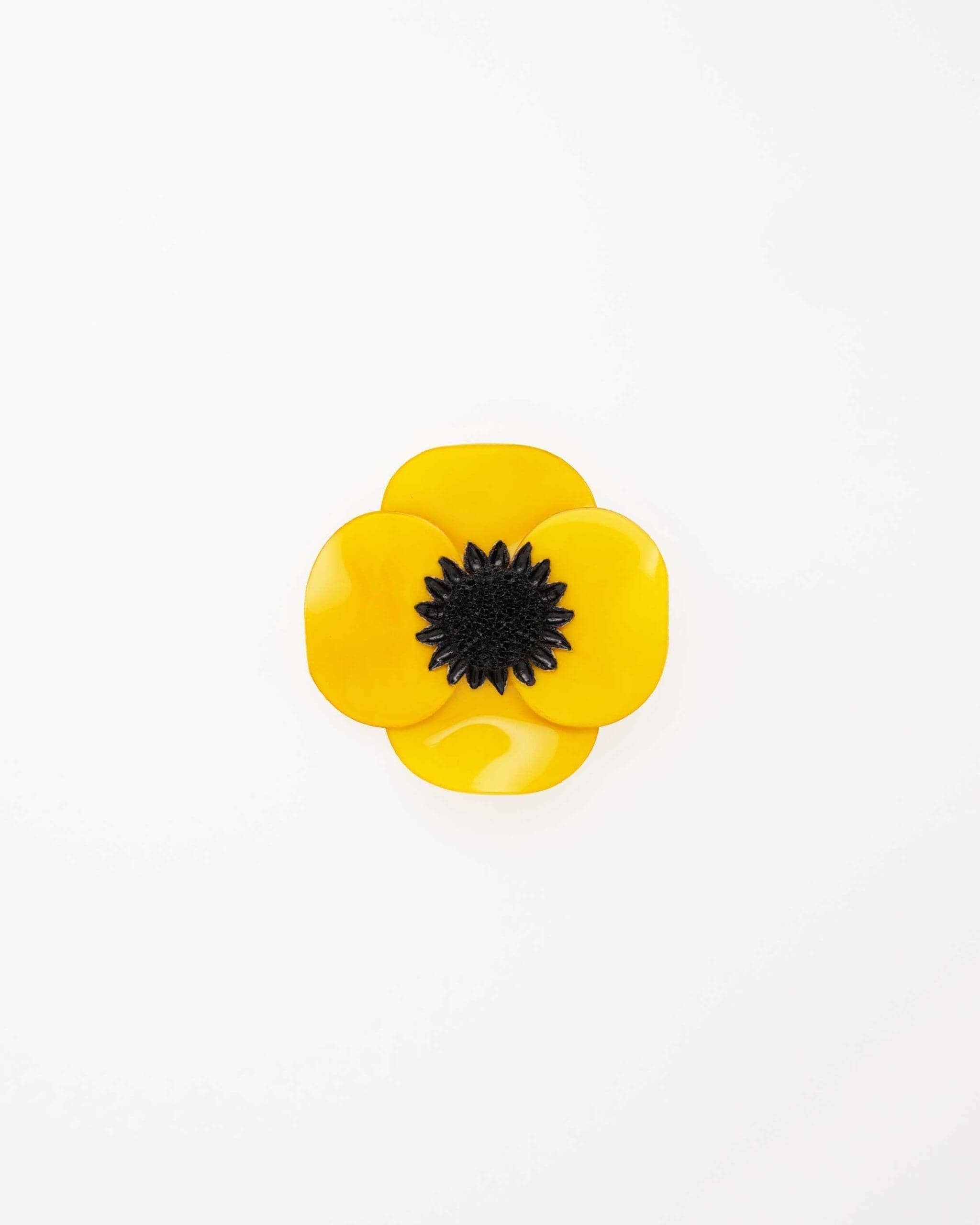 Grande bague tendance fleurie de couleur jaune vif