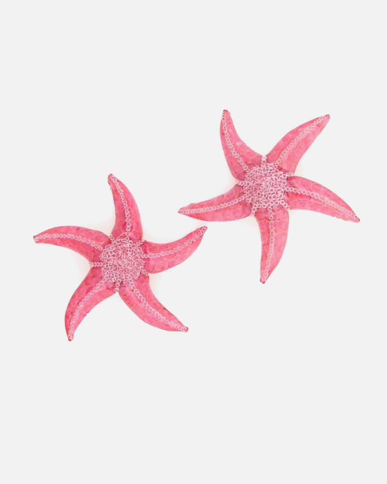 Boucle d'oreille artisanale étoile de mer rose