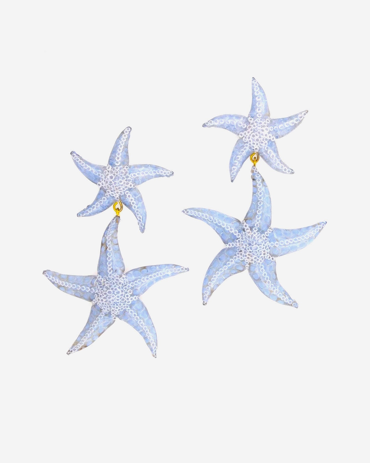 Boucles d'oreilles pendantes etoiles bleues