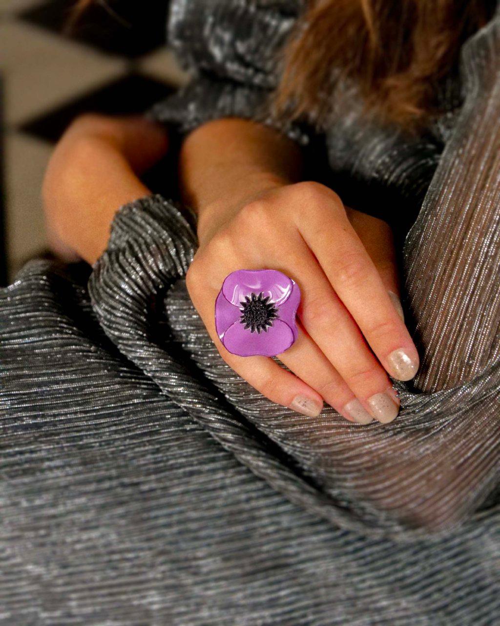 all-groups Bague fantaisie fleurie violette