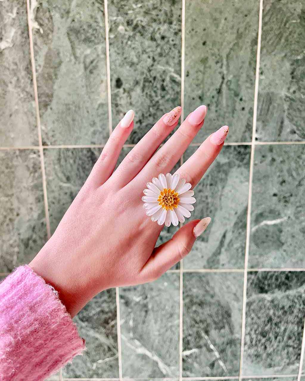 all-groups Bague originale Marguerite blanche tendance