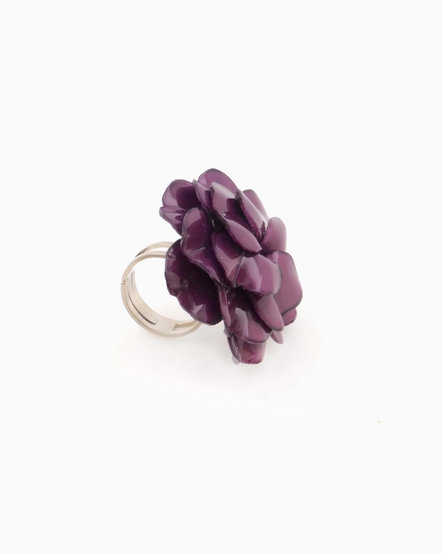 Bague fleur réglable de couleur violet