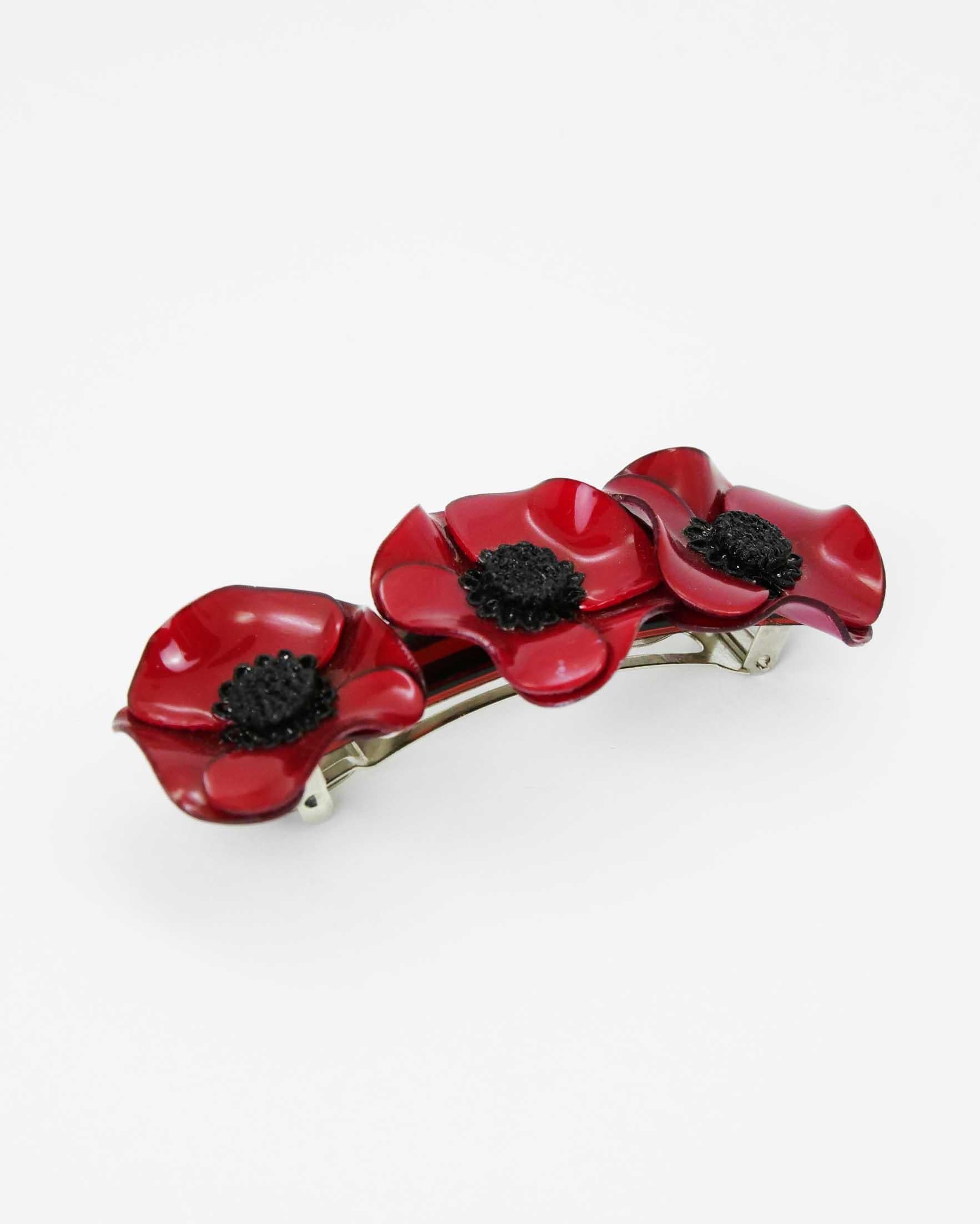 all-groups barrette à cheveux fantaisie fleurie rouge