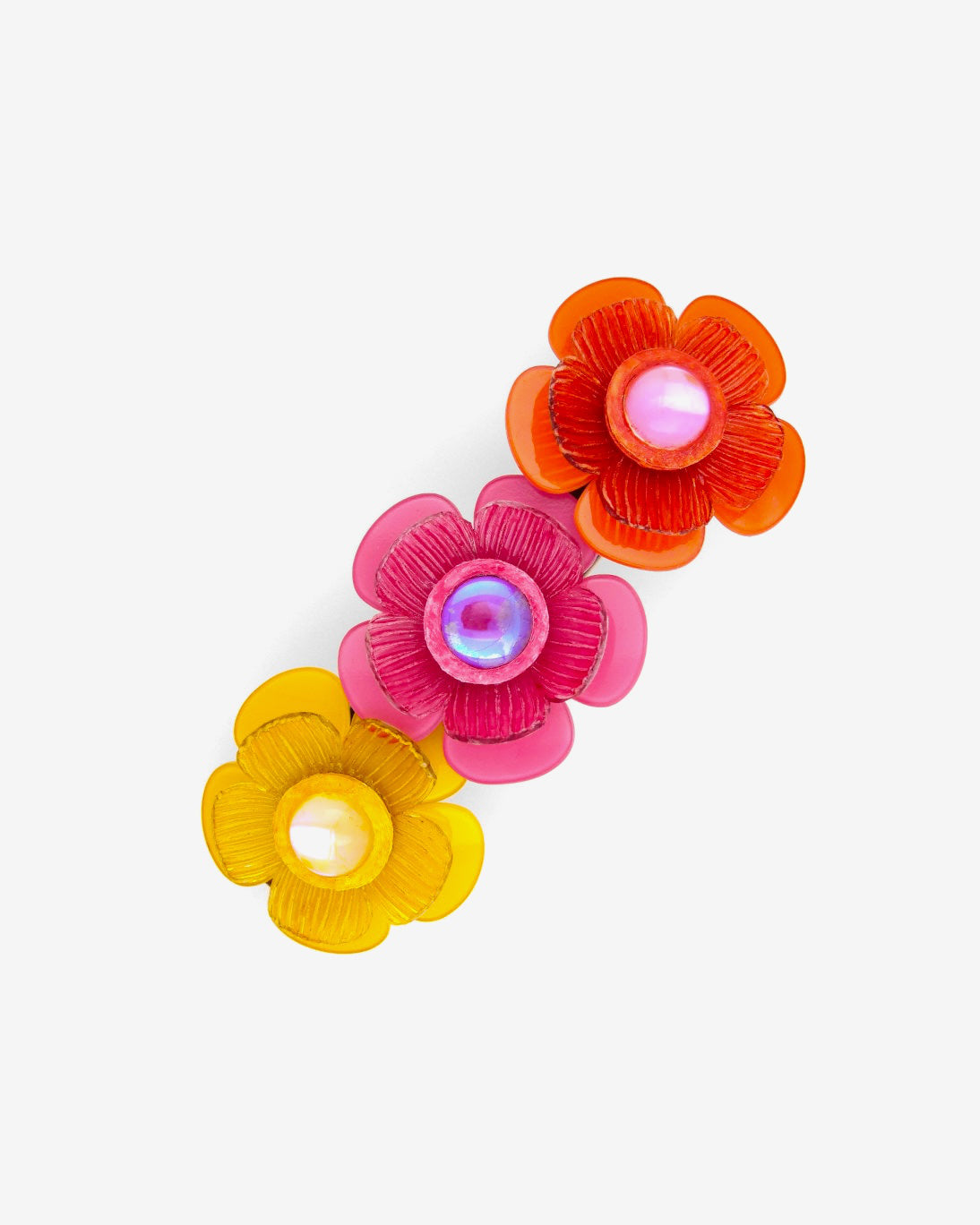 barrette fleur pour femme, ce bijou colorée : jaune rose et orange