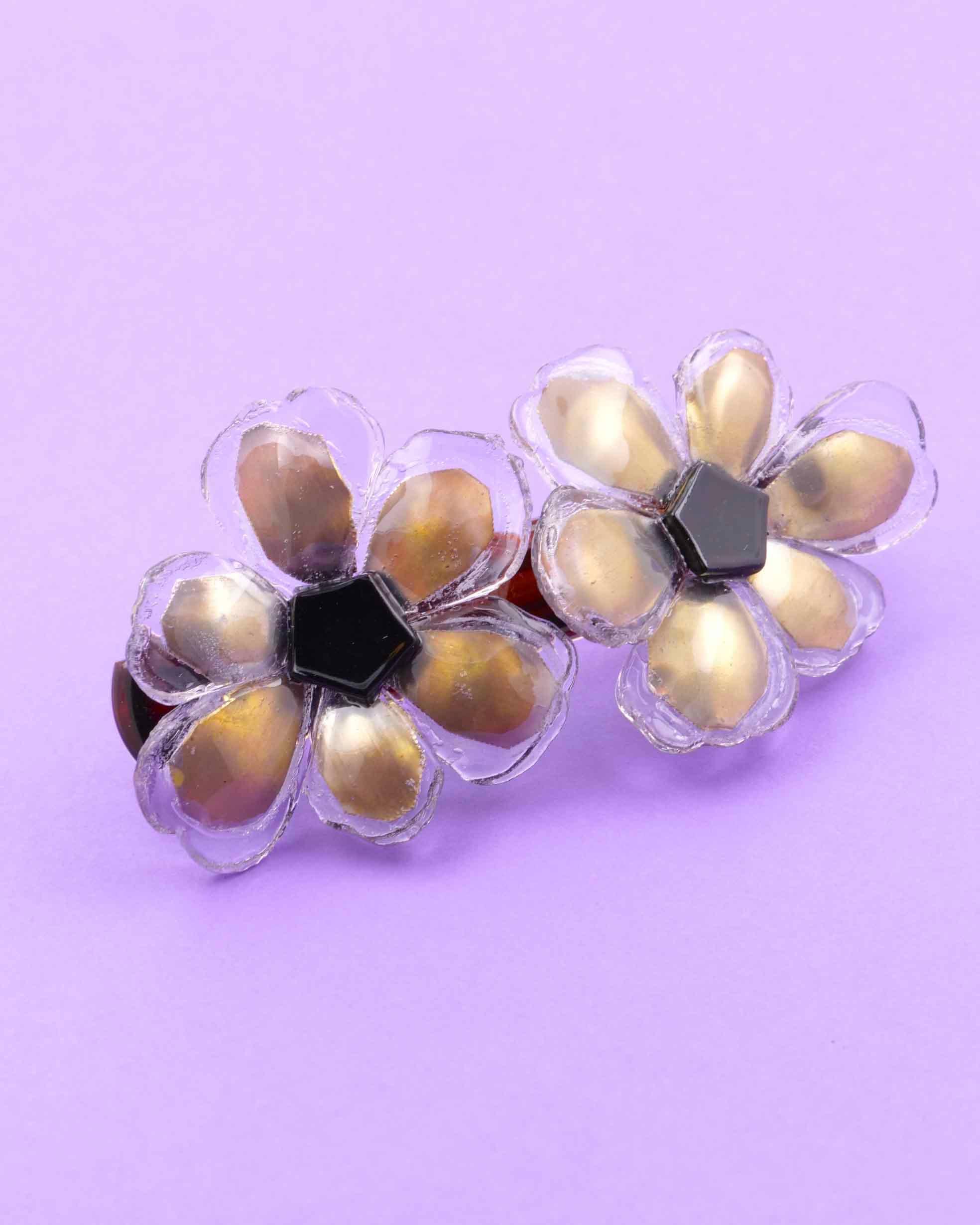 all-groups Barrette pour cheveux fleurie dorée