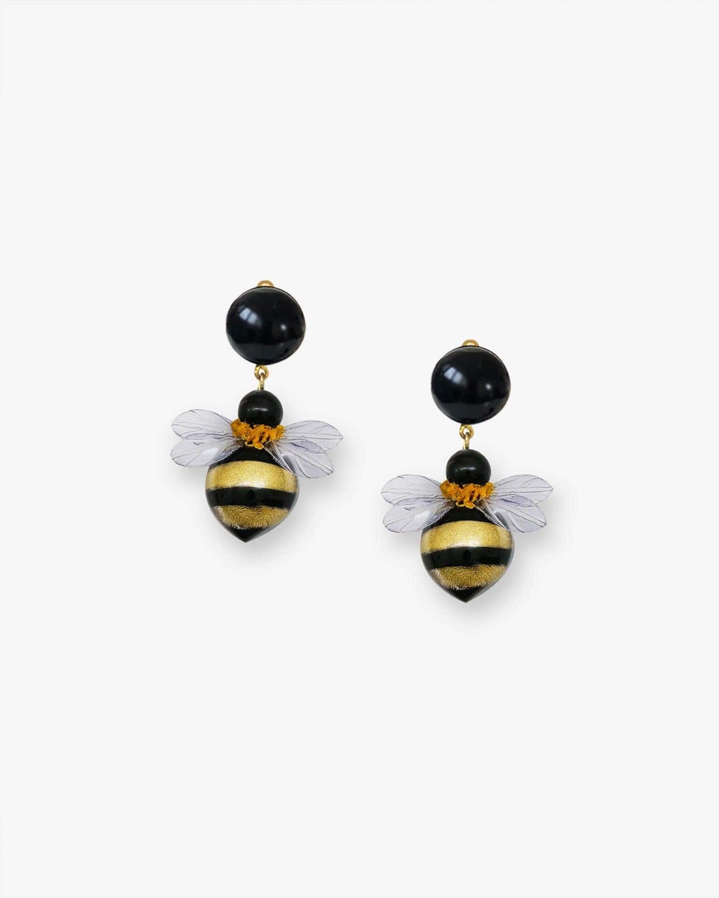 Bijoux pour oreilles en forme de bourdon doré