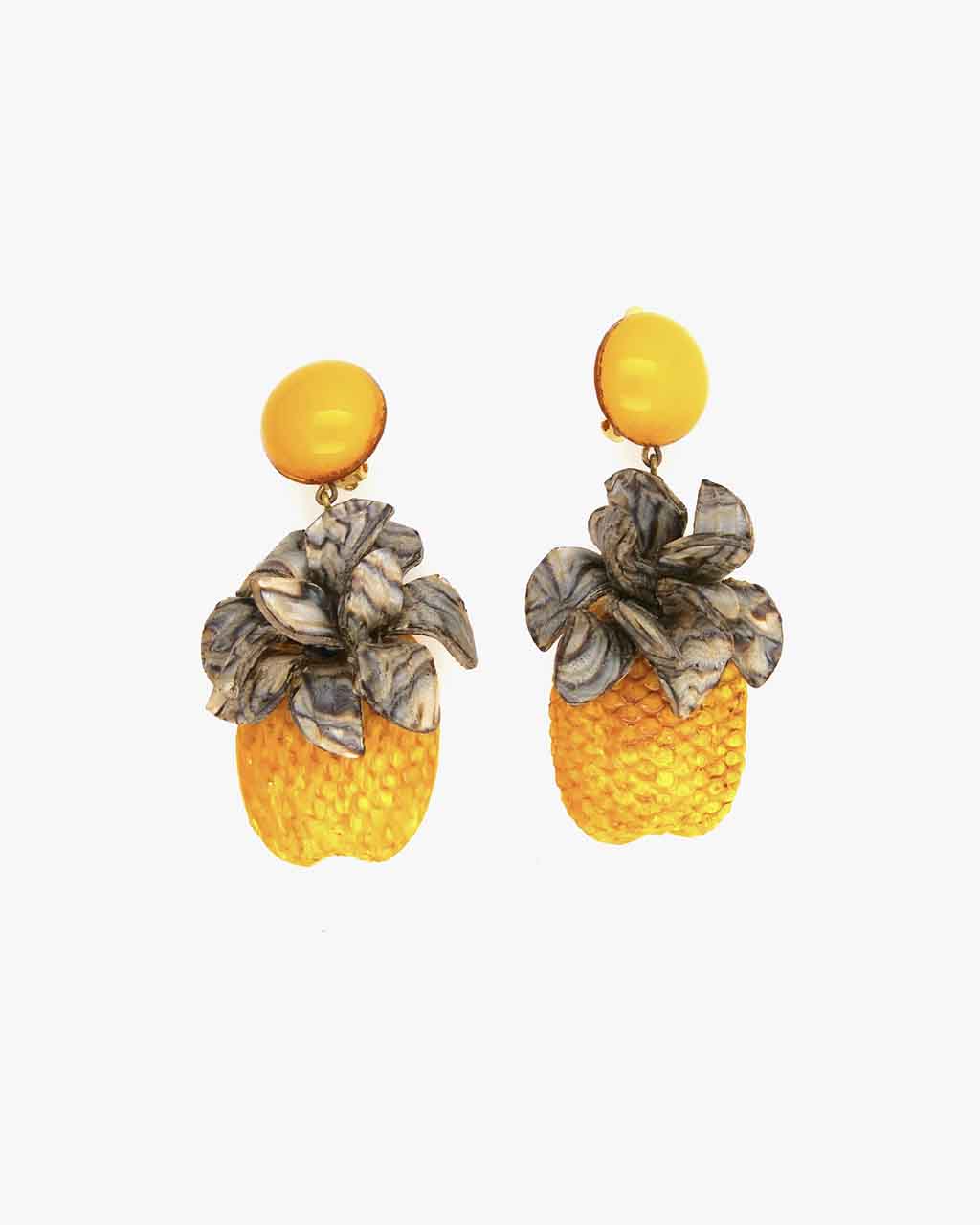 Grandes boucles d'oreilles fruits pendantes jaunes