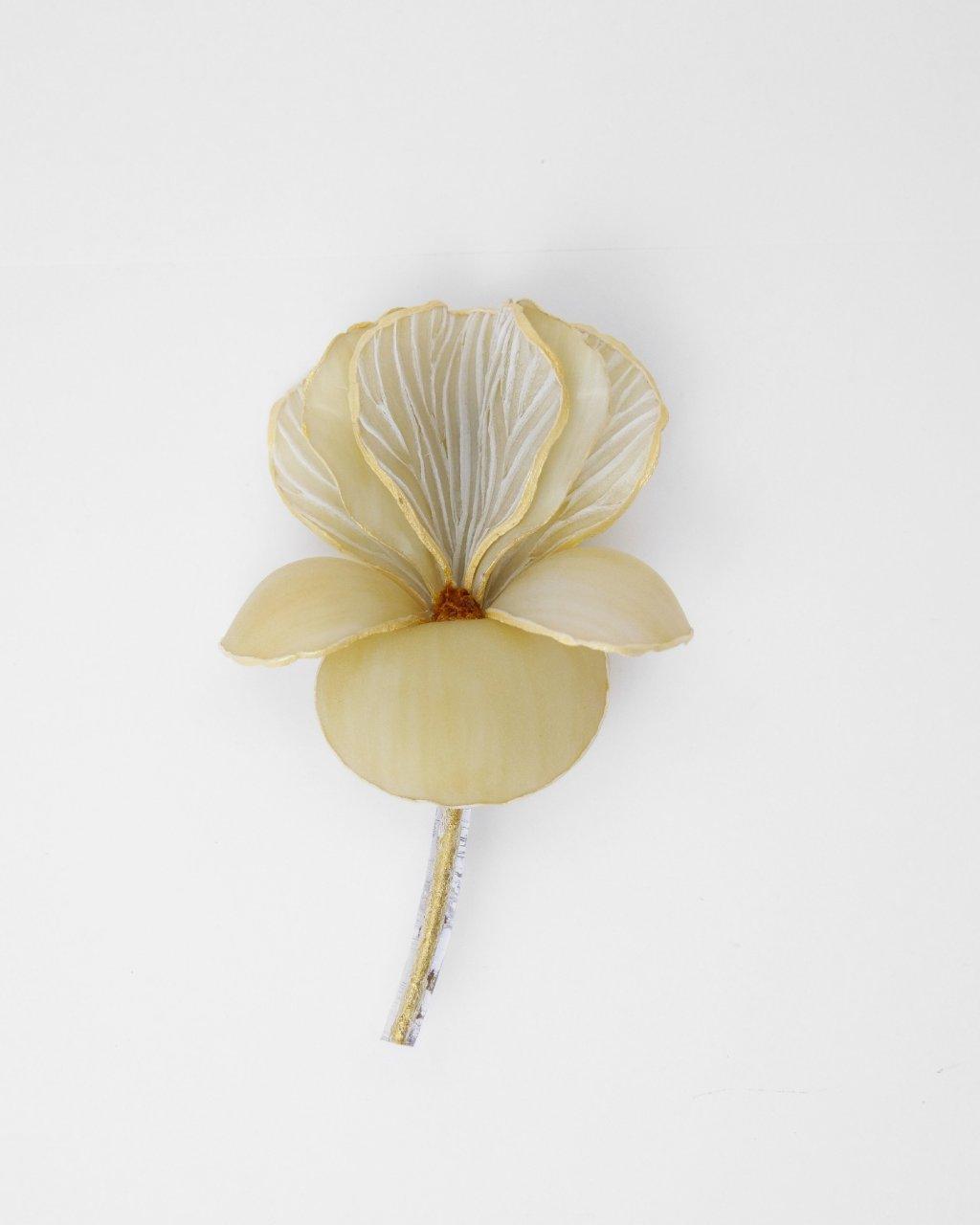 bijou broche fantaisie ivoire effet velours