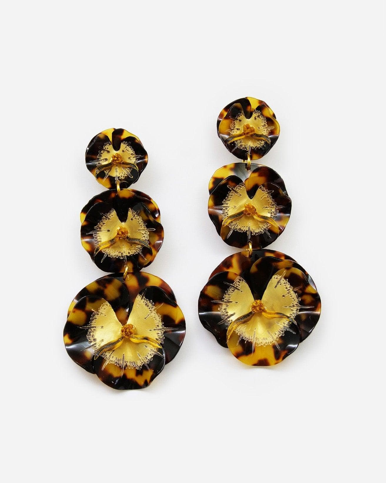 Bijoux femme maxi boucles d'oreilles 3 fleurs motif léopard