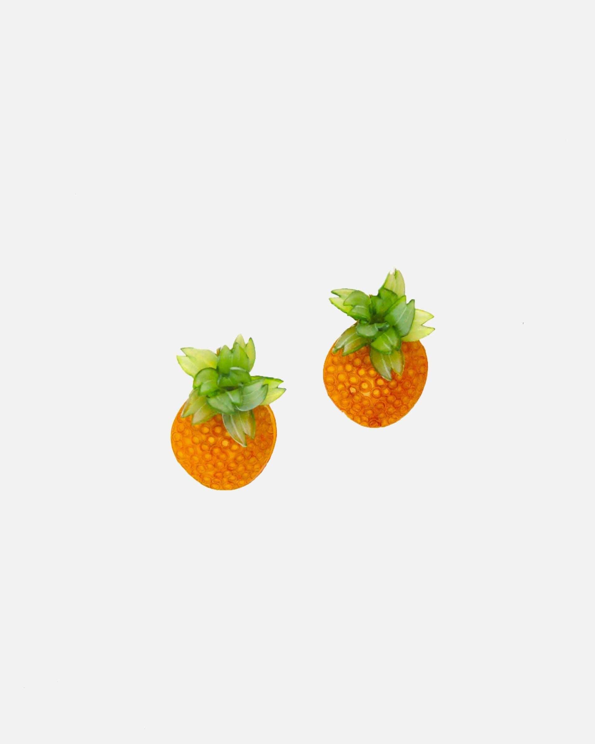 Boucles d'oreilles ananas avec feuilles vertes
