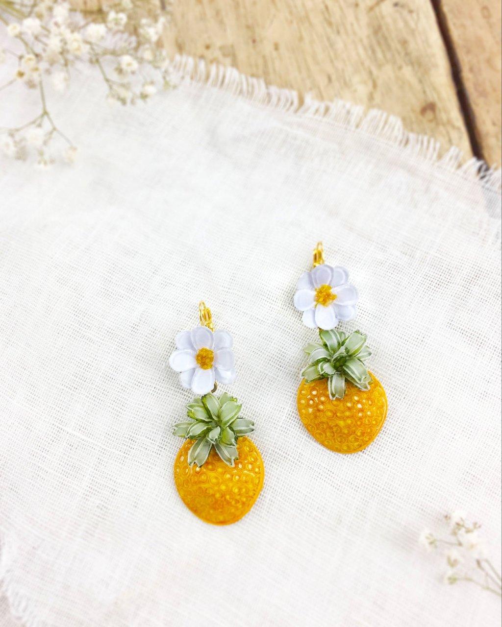 all-groups Boucles d'oreilles ananas fruitées oranges