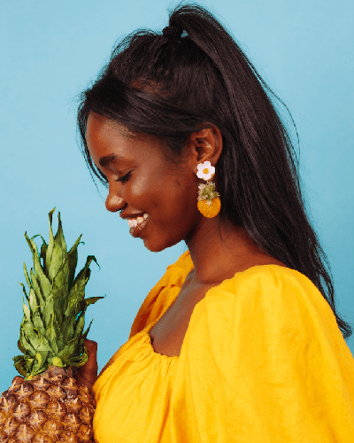 all-groups Boucles d'oreilles ananas fruitées jaunes