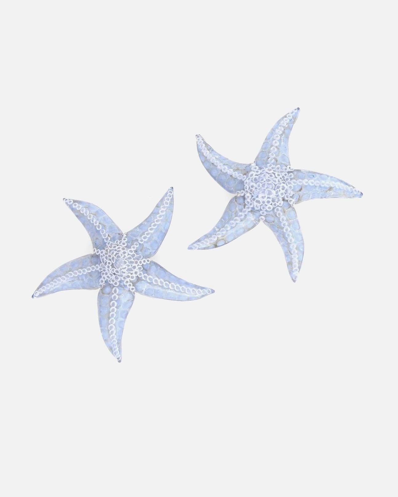 Boucle d'oreille artisanale étoile de mer bleue