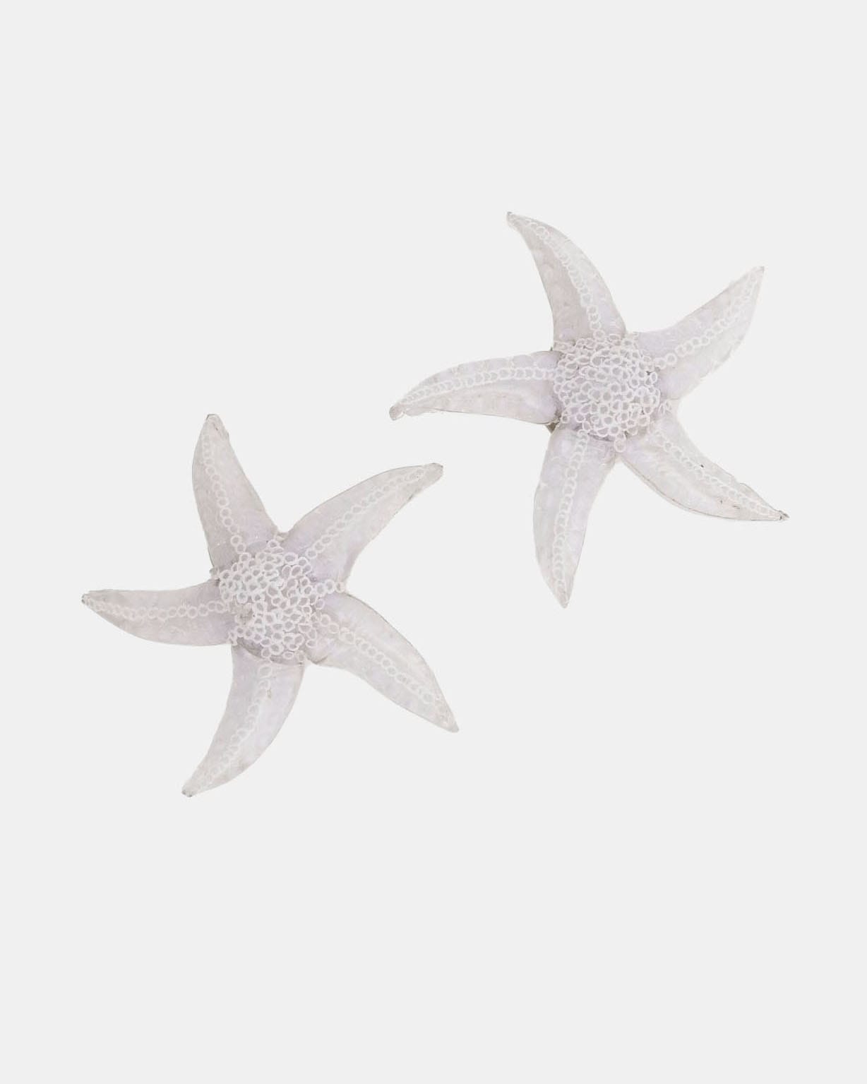 Boucle d'oreille artisanale étoile de mer blanche