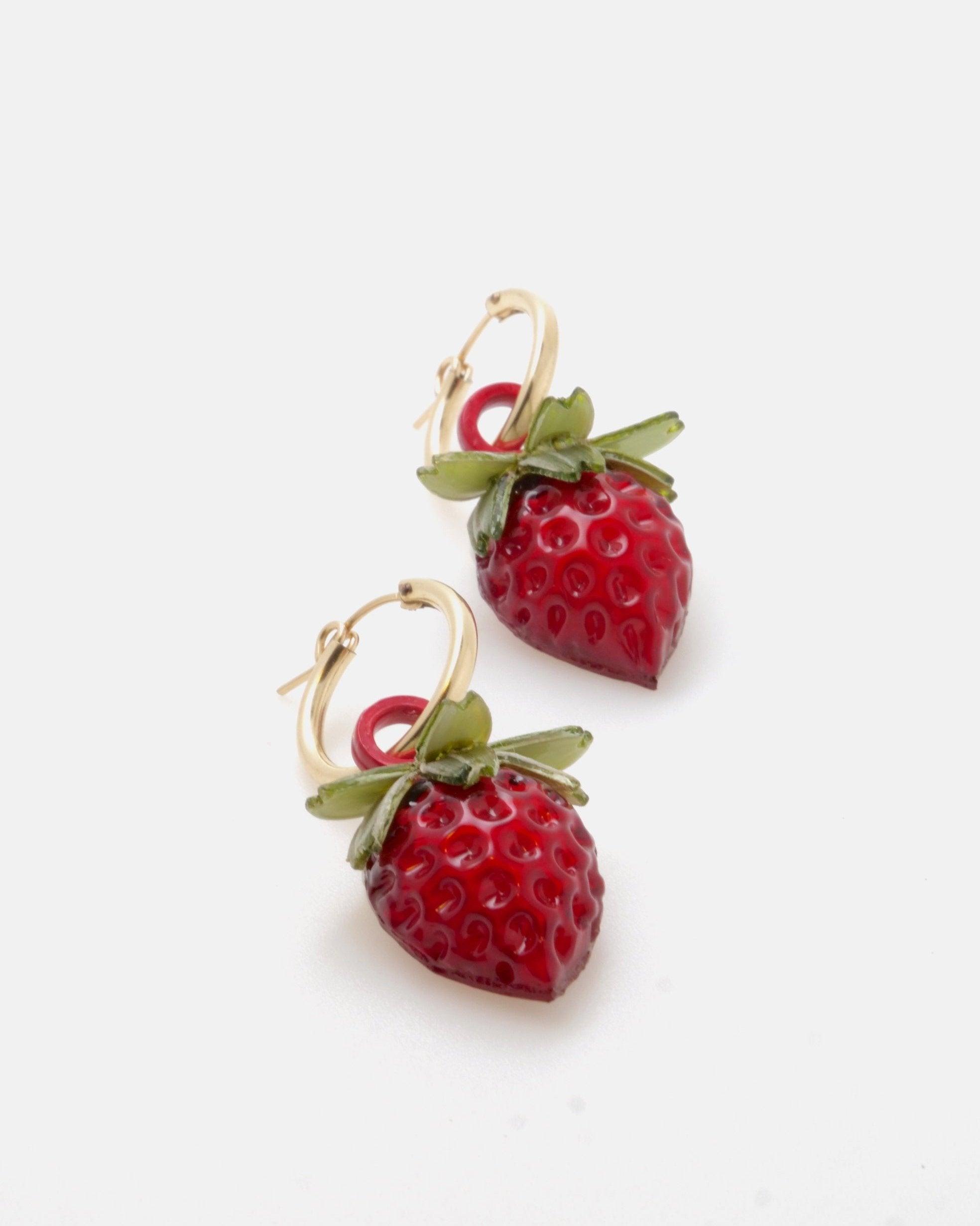all-groups Boucle d'oreille créole originale fraise rouge