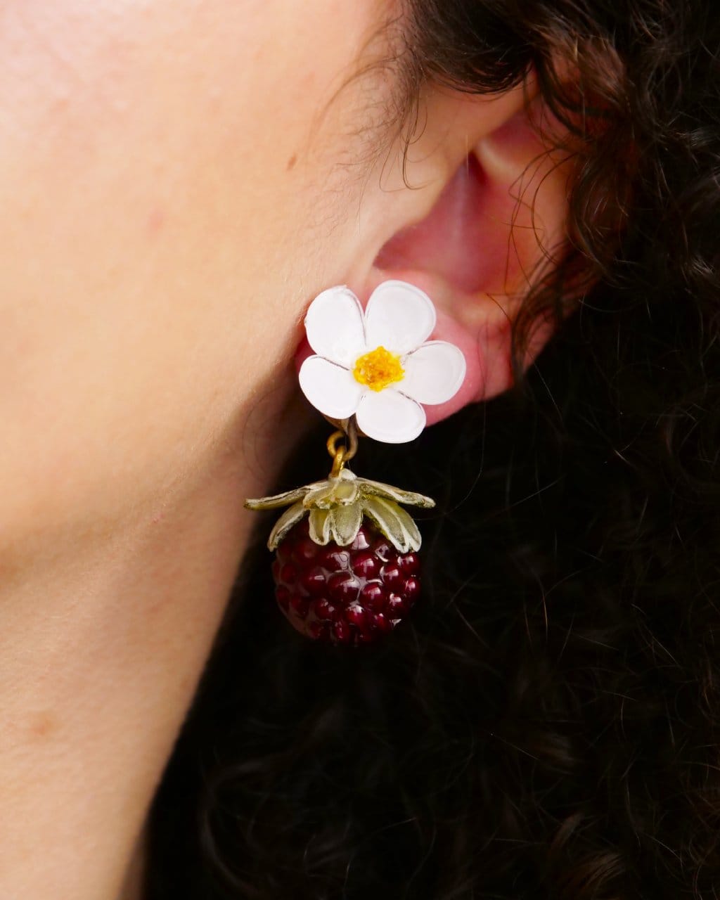 all-groups boucle d'oreille fantaisie framboise, pour femme originale