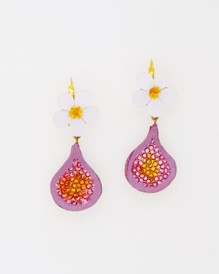 all-groups boucle d'oreille pendante fruit pour femme inspirée de la figue de couleur prune
