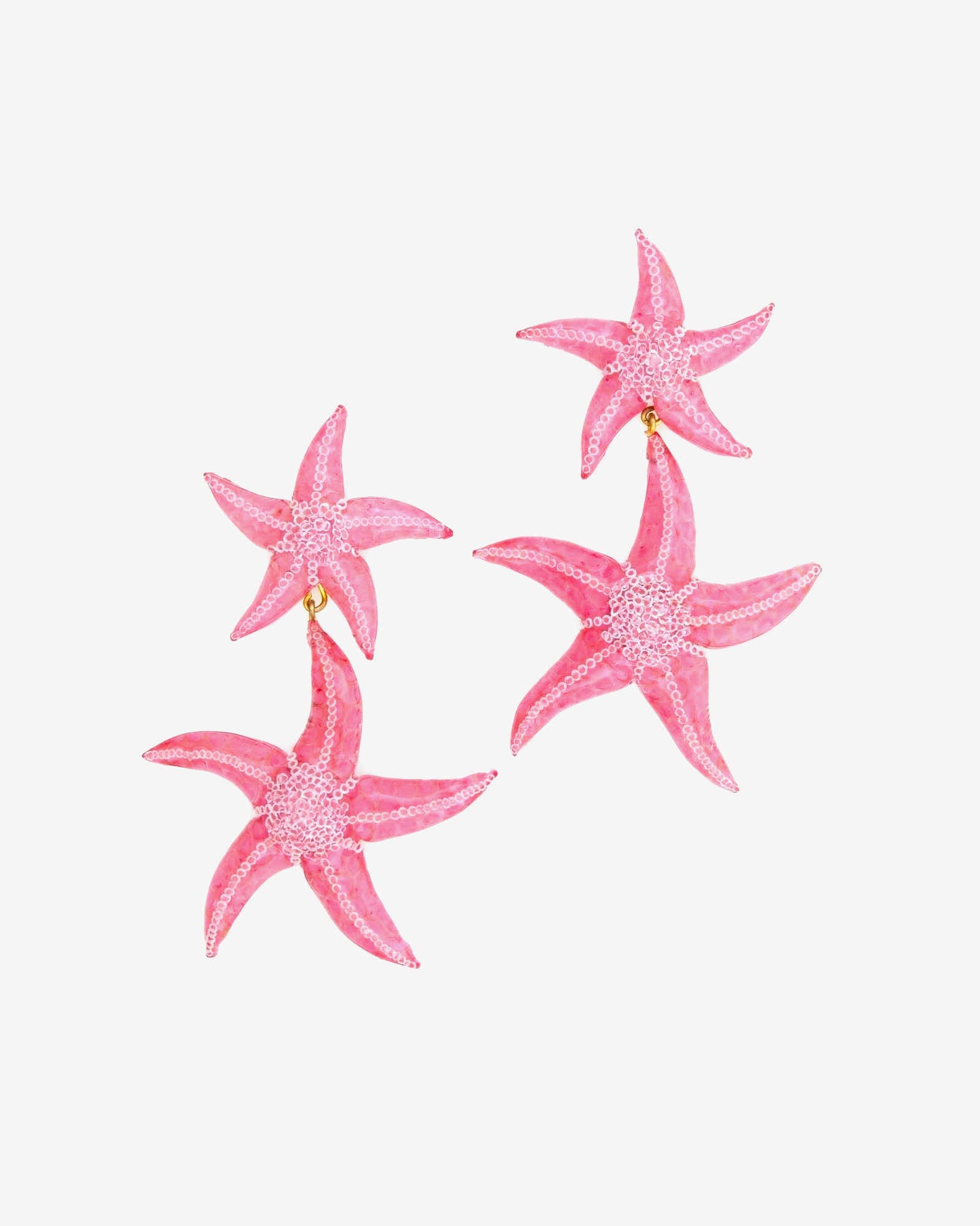 Boucles d'oreilles pendantes etoiles roses