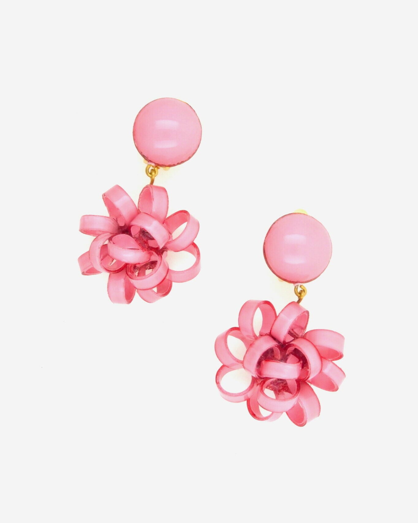 Boucles d'oreilles fantaisie pendantes de couleur rose