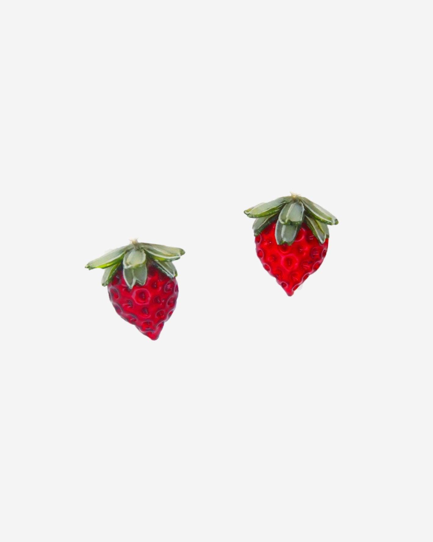 Petites boucles d'oreilles fraises rouges