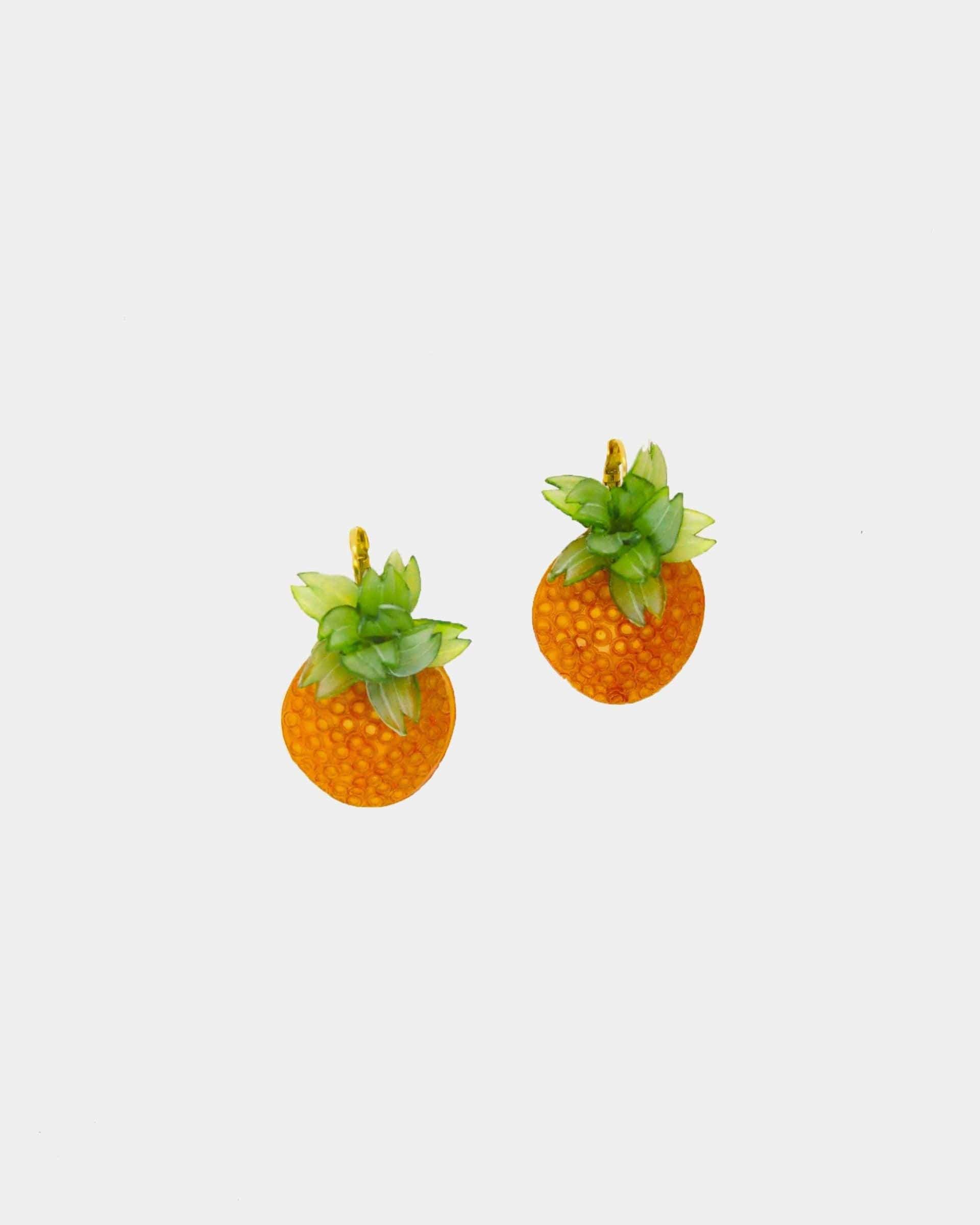Boucles d'oreilles ananas avec feuilles et attaches dormeuses