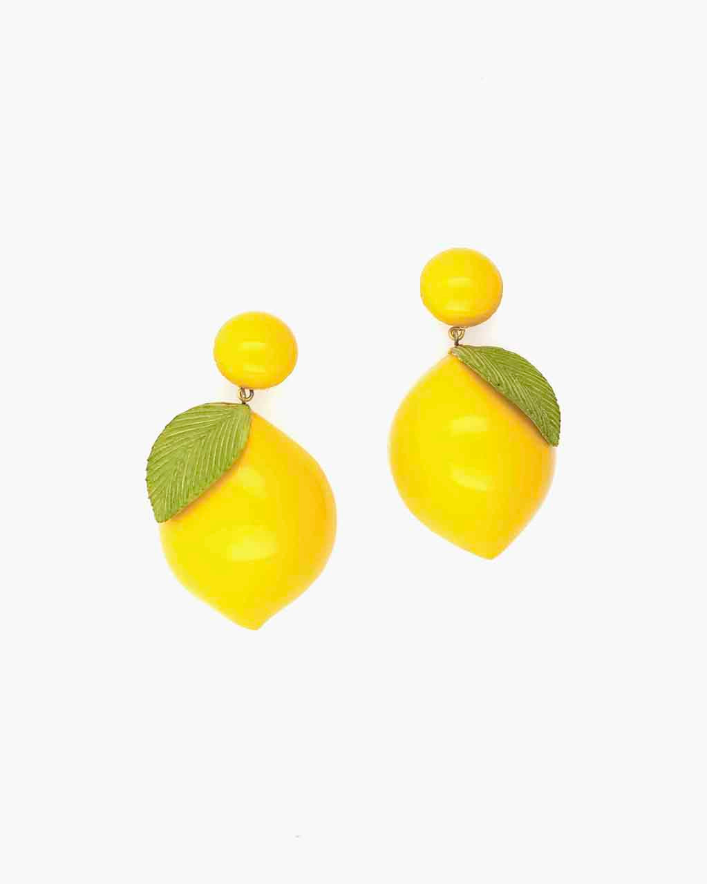 Boucles d'oreilles clips pour oreilles non percées ou percées citrons jaunes