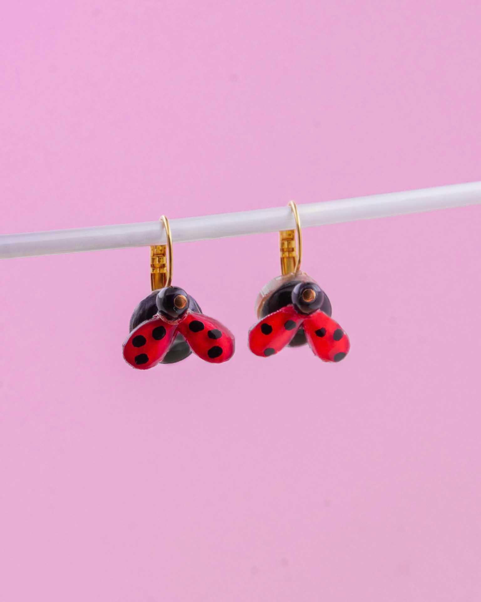 all-groups Petites boucles coccinelles rouges et noires