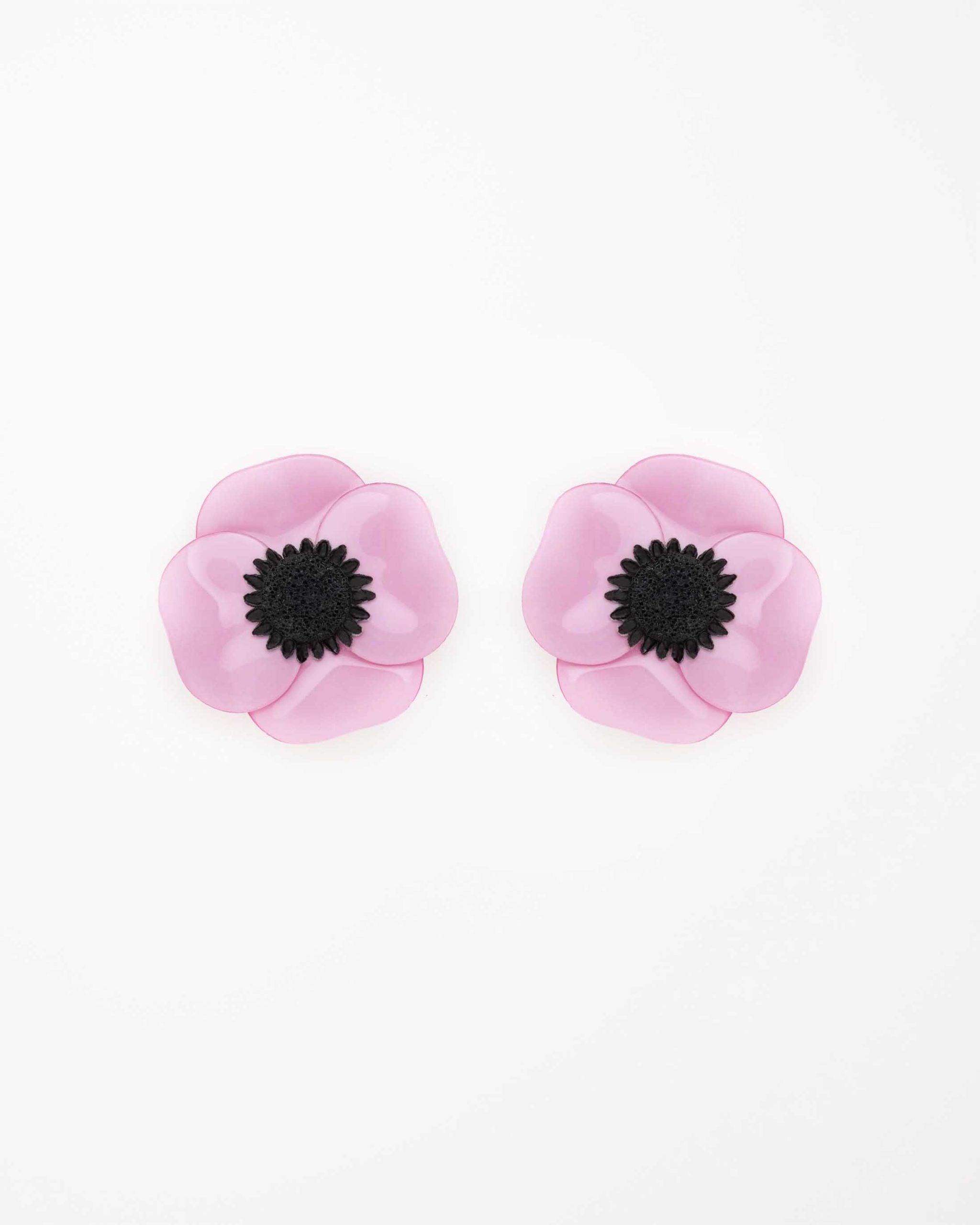 Grandes boucles d'oreilles fleur rose