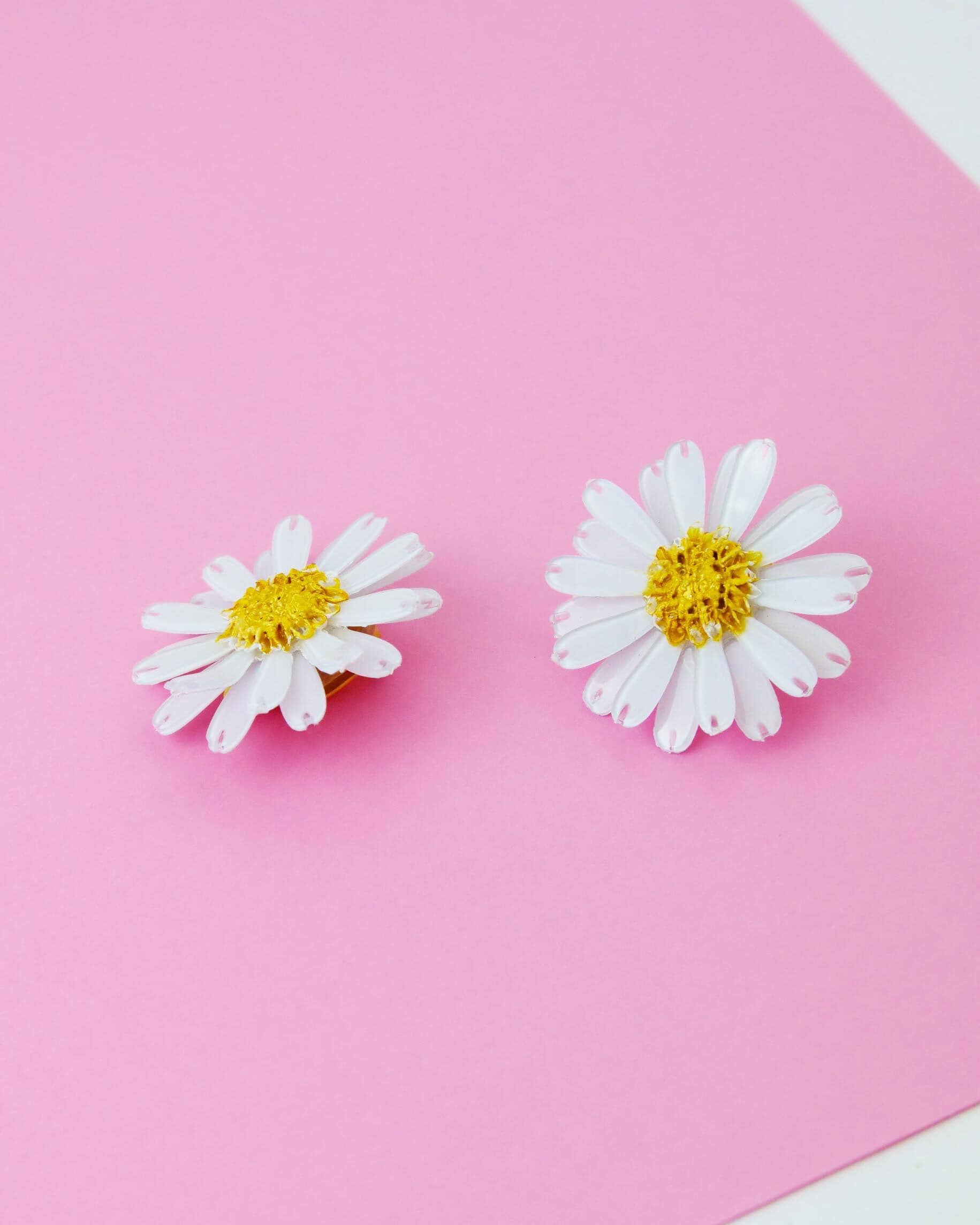 all-groups Boucles d'oreilles fleurs marguerites blanches et jaunes
