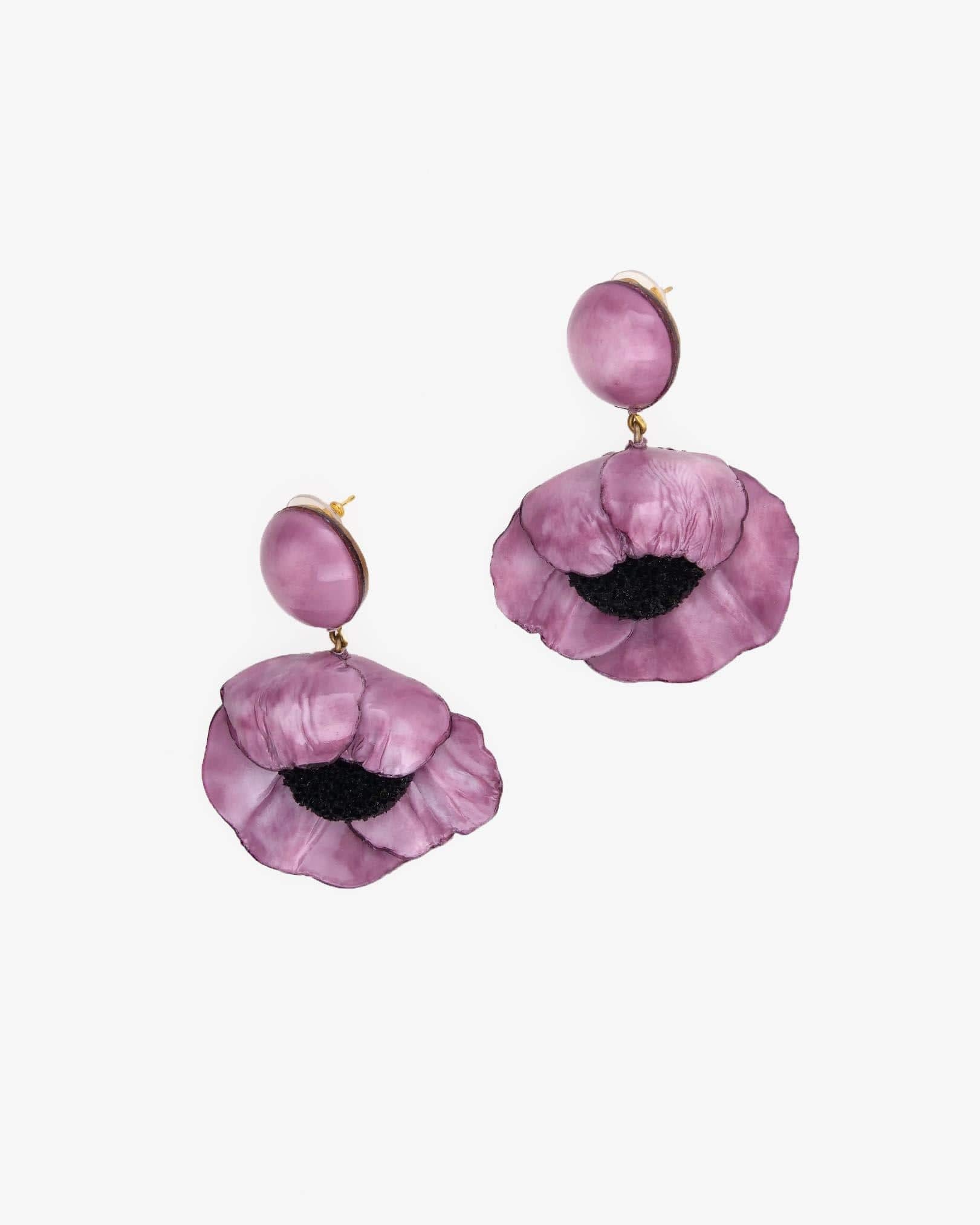 Boucle oreille originale fleurie violette