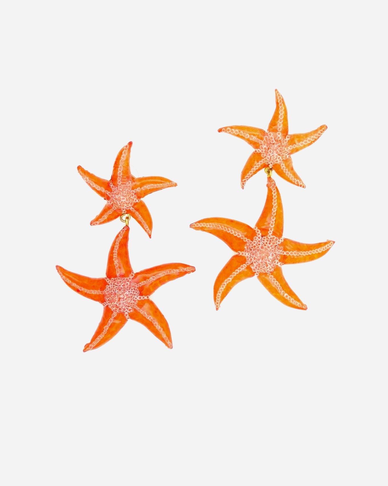 Boucles d'oreilles pendantes etoiles or orange