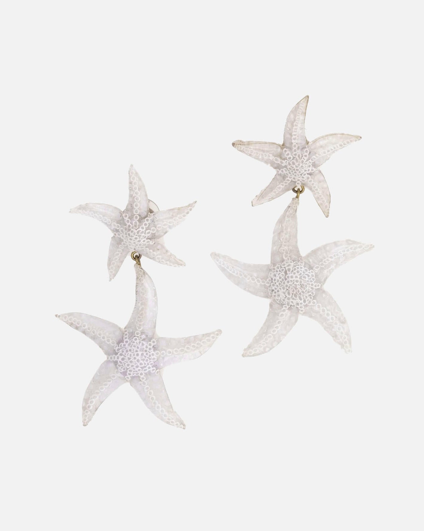 Boucles d'oreilles pendantes etoile or blanche