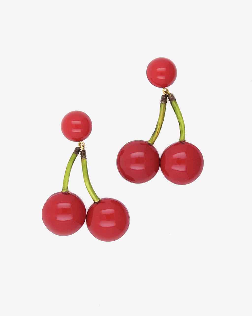 Boucles d'oreilles pendantes originales cerises rouges