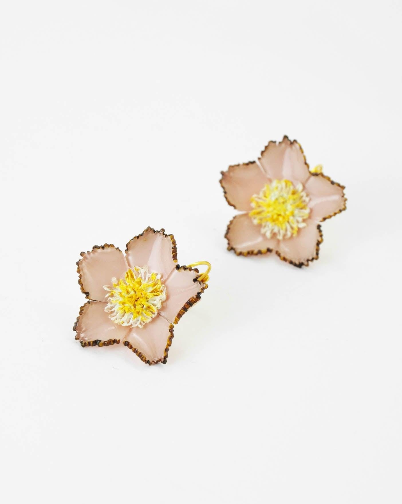all-groups Petites boucles d'oreilles fleurs en résine rose