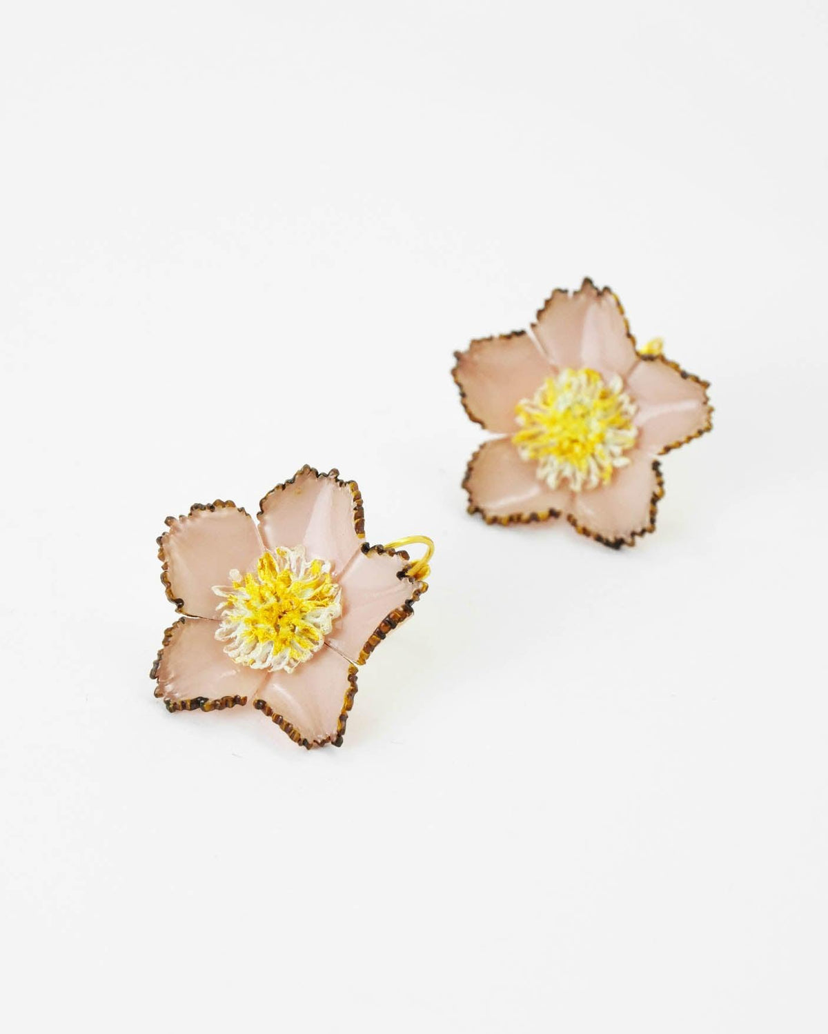 all-groups Petites boucles d'oreilles fleurs en résine rose