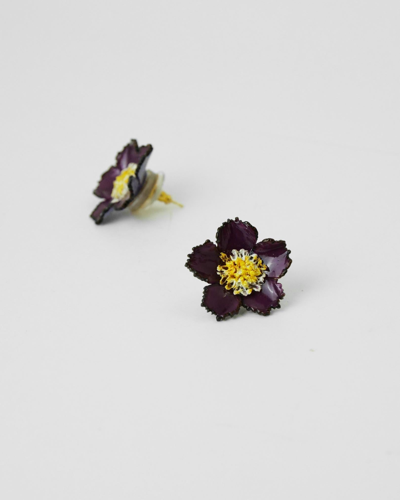 all-groups Petites boucles d'oreilles fleurs en résine de couleur vertes