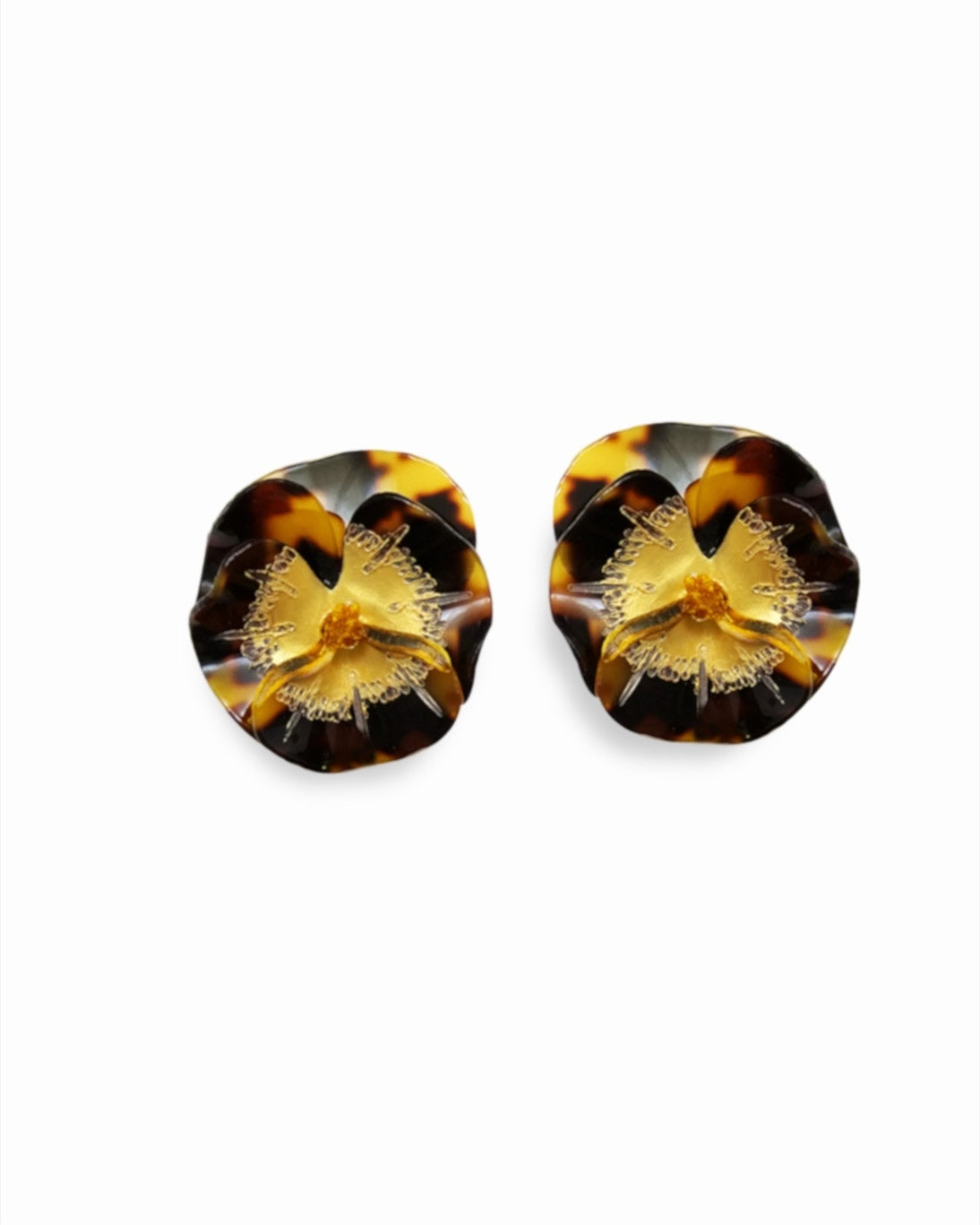 Boucles d'oreilles originales femme fleuries motif léopard