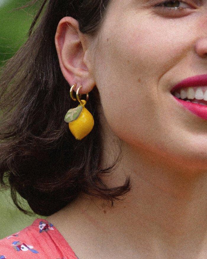 all-groups Boucles d'oreilles créoles citron jaunes